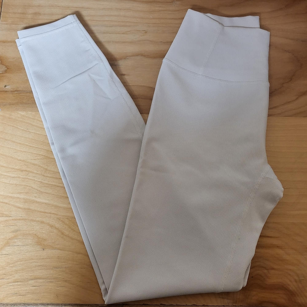 Til You Collapse Ribbed Collection Cream Leggings